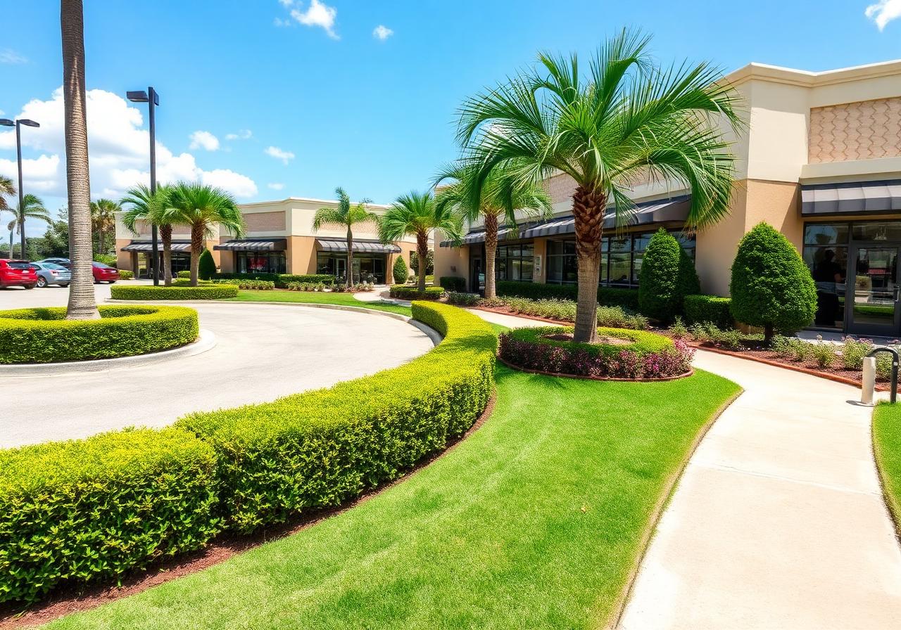 Well-maintained commercial property landscaping in Florida